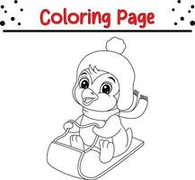 Happy Christmas animal coloring page for children. vector