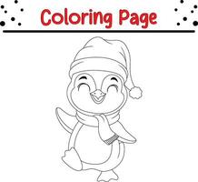 Happy Christmas animal coloring page for children. vector