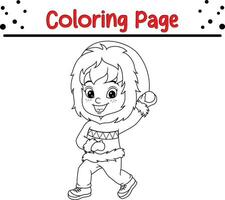 Navidad contento niños colorante página para niños. vector negro y blanco ilustración aislado en blanco antecedentes.