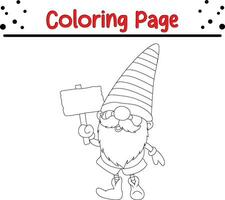 Cute gnomes Christmas coloring page for kids. Happy Winter Christmas theme coloring book. vector