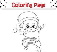 Happy Christmas Santa coloring page for children. .Line art design for kids coloring page. Vector illustration. Isolated on white background.