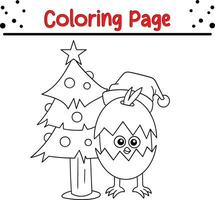 Happy Christmas coloring page for children. .Line art design for kids coloring page. Vector illustration. Isolated on white background.