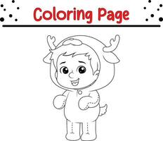 Happy Christmas coloring page for children. .Line art design for kids coloring page. Vector illustration. Isolated on white background.