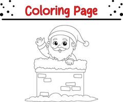 Happy Christmas Santa Claus coloring page for children. .Line art design for kids coloring page. Vector illustration. Isolated on white background.