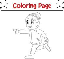 Cute children Christmas coloring page for kids. Happy Winter Christmas theme coloring book. vector