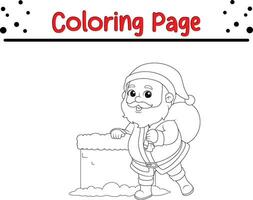 Happy Christmas Santa Claus coloring page for children. .Line art design for kids coloring page. Vector illustration. Isolated on white background.