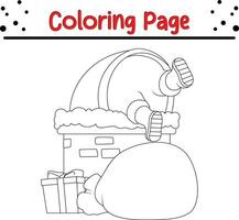 Happy Christmas coloring page for children. .Line art design for kids coloring page. Vector illustration. Isolated on white background.