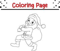 Happy  Santa Claus Christmas coloring page for kids. Happy Winter Christmas theme coloring book. vector