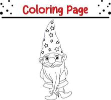 Cute gnomes Christmas coloring page for kids. Happy Winter Christmas theme coloring book. vector