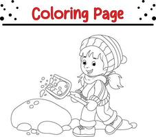 Happy Christmas coloring page for children. .Line art design for kids coloring page. Vector illustration. Isolated on white background.