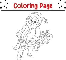 Happy Christmas Santa Claus coloring page for children. .Line art design for kids coloring page. Vector illustration. Isolated on white background.