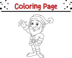 Happy  Santa Claus Christmas coloring page for kids. Happy Winter Christmas theme coloring book. vector