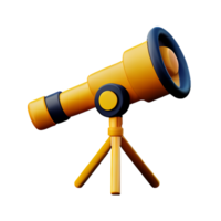 télescope 3d le rendu icône illustration png