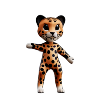 cheetah 3d rendering icon illustration png