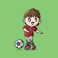 Cute Vector Illustration of Football player. Football Player Illustration. Football Player Kick Ball. Soccer Player Illustration.