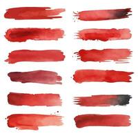 Abstract watercolor red paint strokes brush ink vector