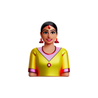 Indien la mariée visage 3d le rendu icône illustration png