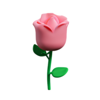 pink rose 3d rendering icon illustration png