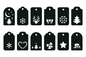 Christmas tags set, paper cut template files, labels collection Vector illustration