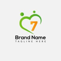 Health Logo on Letter 7 Sign. Health Icon with Logotype Concept vector
