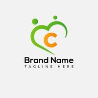 Health Logo on Letter C Sign. Health Icon with Logotype Concept vector