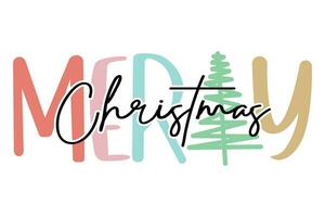 Merry christmas lettering, greeting card, holiday printable vector illustration