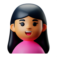 little girl face 3d rendering icon illustration png