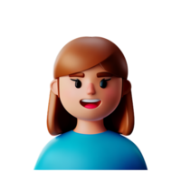 little girl face 3d rendering icon illustration png