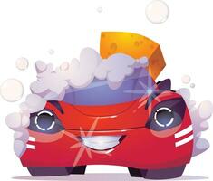 red color car washing vector