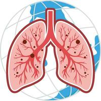 lung on the earth globe vector