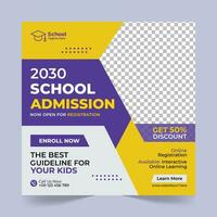 School Admission Social Media Post Design Template, School Admission Promotional Banner Template vector