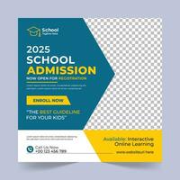 School Admission Social Media Post Design Template, School Admission Promotional Banner Template vector