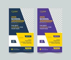 School Admission social media story template, School Admission Promotional Banner Template vector