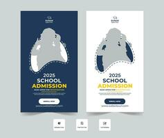 School Admission social media story template, School Admission Promotional Banner Template vector