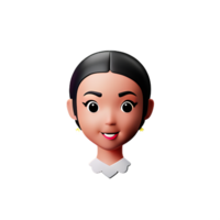 little girl face 3d rendering icon illustration png