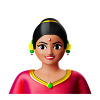 Indien la mariée visage 3d le rendu icône illustration png