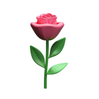 pink rose 3d rendering icon illustration png