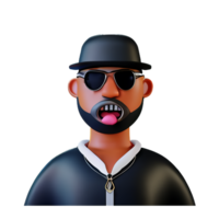 gangster ansikte 3d tolkning ikon illustration png