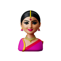 Indien la mariée visage 3d le rendu icône illustration png