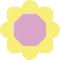 Pink Yellow Simple Geometric Flower Element vector