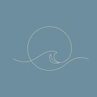 sea wave pattern round shape minimal one line vector