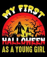 My First Halloween As a Young Girl T Shirt Design vector