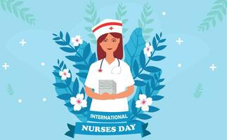 Vector flat international nurses day illustration.