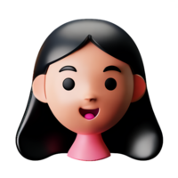 little girl face 3d rendering icon illustration png