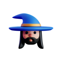 wizard face 3d rendering icon illustration png