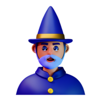 wizard face 3d rendering icon illustration png