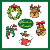 Christmas elements hand drawn doodle illustration vector