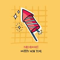 Firecracker logo in hand drawn style, new year firecracker illustration vector