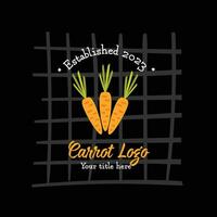 Carrot logo vector design, hand drawn organic carrot illustration label