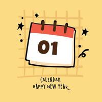 New year calendar illustration, January calendar logo in cartoon style vector